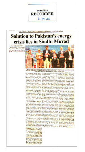 Dr Ishrat’s book The Economy of Modern Sindh launched at KLF
4 March 2019 | Business Recorder