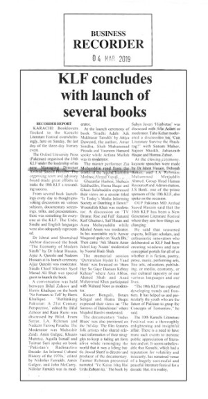 KLF concludes with launch of several books
4 March 2019 | Business Recorder